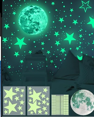 435pcs glow-in-the-dark stickers Moon Stars Polka Dots Creative fluorescent wall stickers can be removed