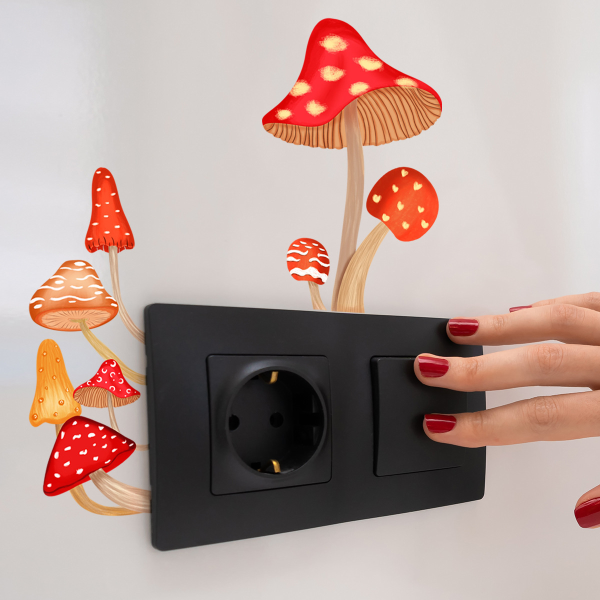 New Creative Cartoon Colorful Mushroom Nightlight Switch Sticker Girl Cute Phone Stickers