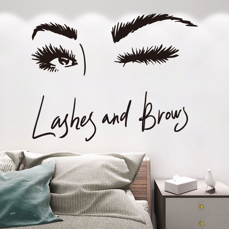 new lady girl Long eyelash beauty living room sofa bedroom wall background decoration wall paste Sticker Paper