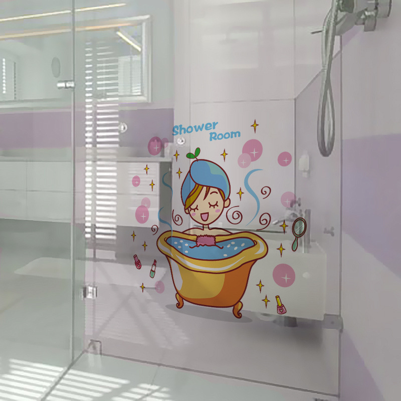 Cute beauty cartoon creative fashion toilet toilet stickers self-adhesive shower bathroom stickers can be removed wall stickers