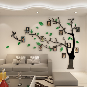 acrylic 3d tree  wall sticker with picture frame back adhesive for living room TV sofa background wall decoration paste