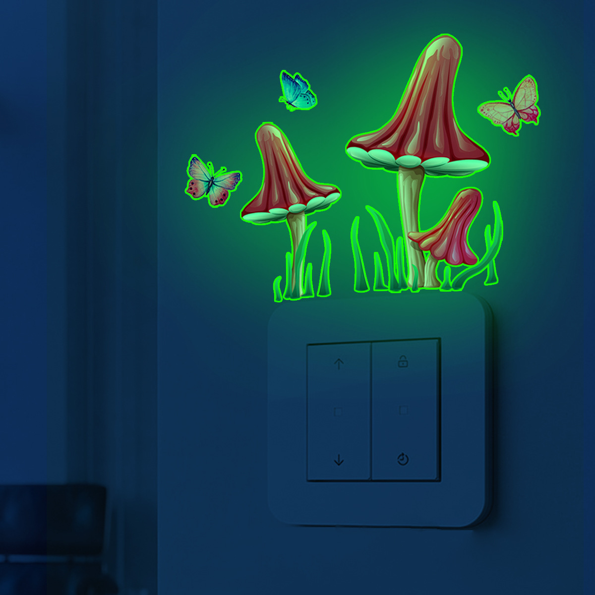 Creative Cartoon Colorful Mushroom Nightlight back adhesive Switch Sticker Girl Cute mobilephone Stickers