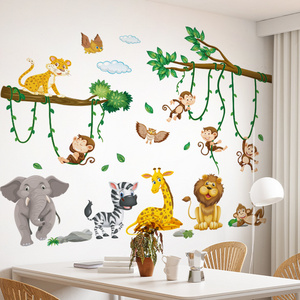 Wholesale of Wall Stickers Elephant Zebra Giraffe Monkey Stickers Living Room Sofa Bedroom Background Wall Decoration Stickers