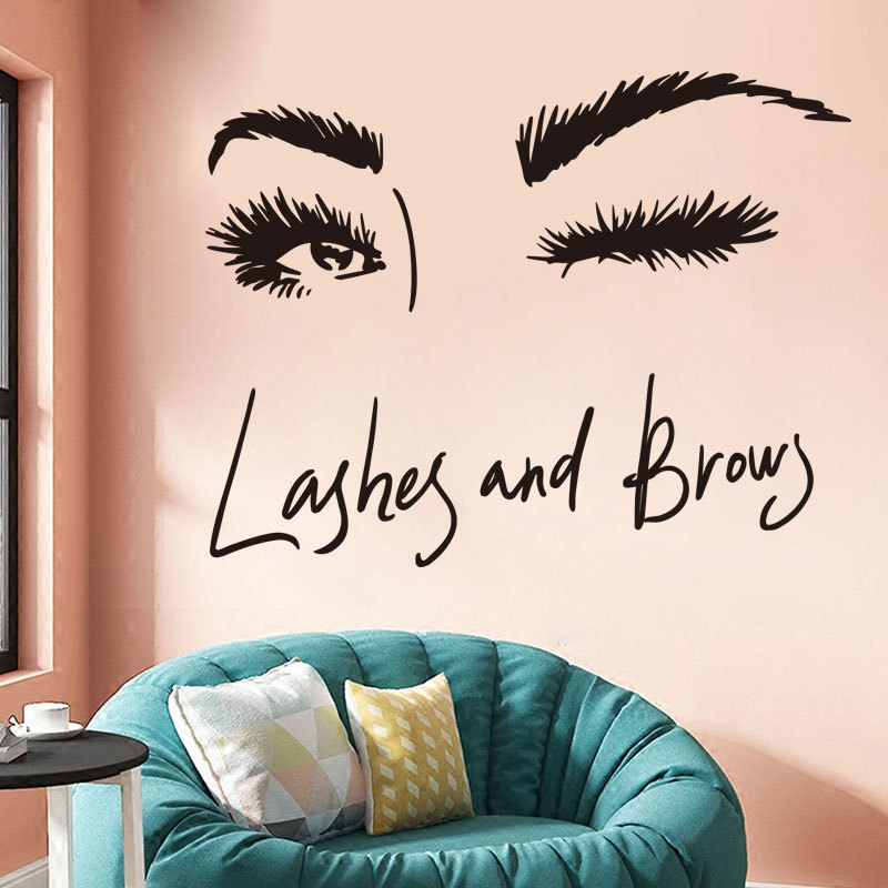 new lady girl Long eyelash beauty living room sofa bedroom wall background decoration wall paste Sticker Paper