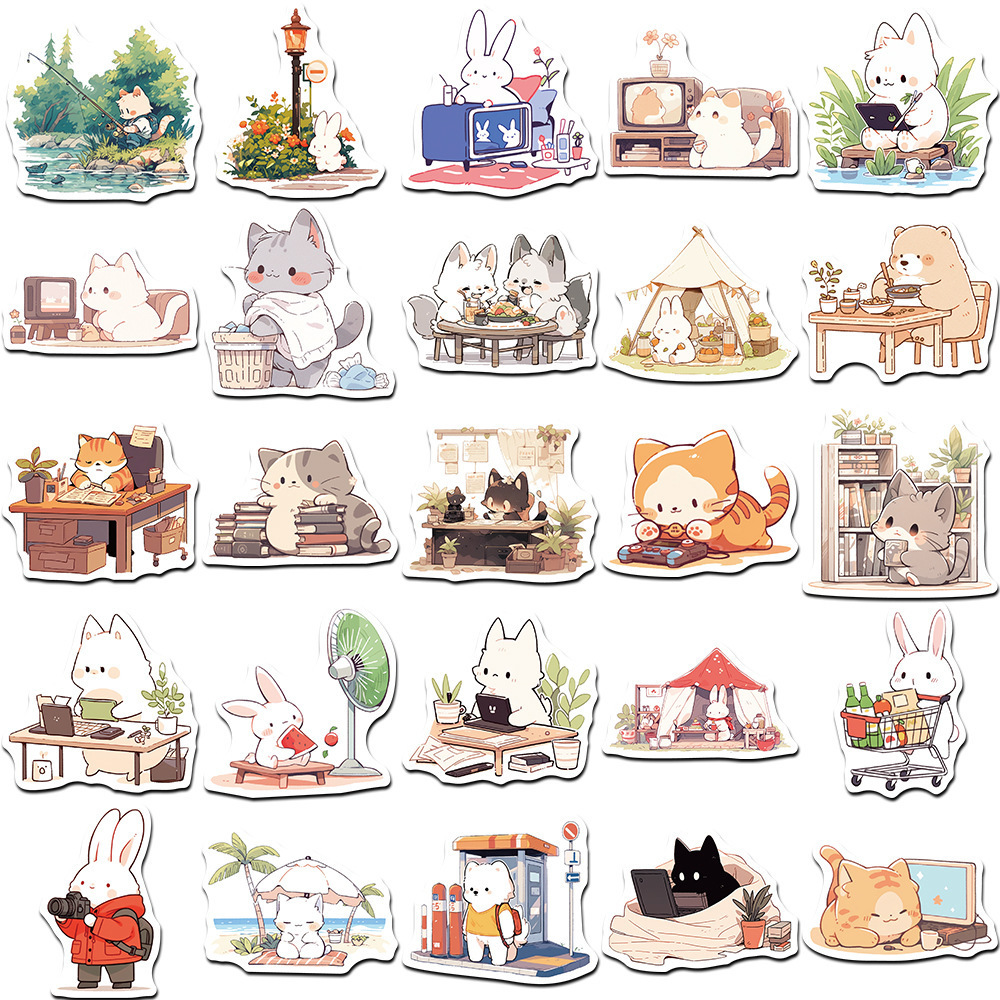 50 pieces of exquisite cute cartoon animals stickers for cup decoration