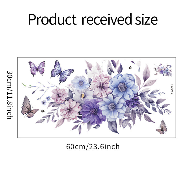 Painted flowers and leaves butterfly living room background wall decoration Home bedroom wall remodeling wall stickers