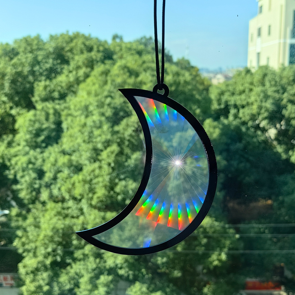 Acrylic Sun Catcher Pendant Cat Bird Heart Moon Sun Suncatcher PVC Film Hanging Decoration Rainbow Prism Maker Garden Home Decal