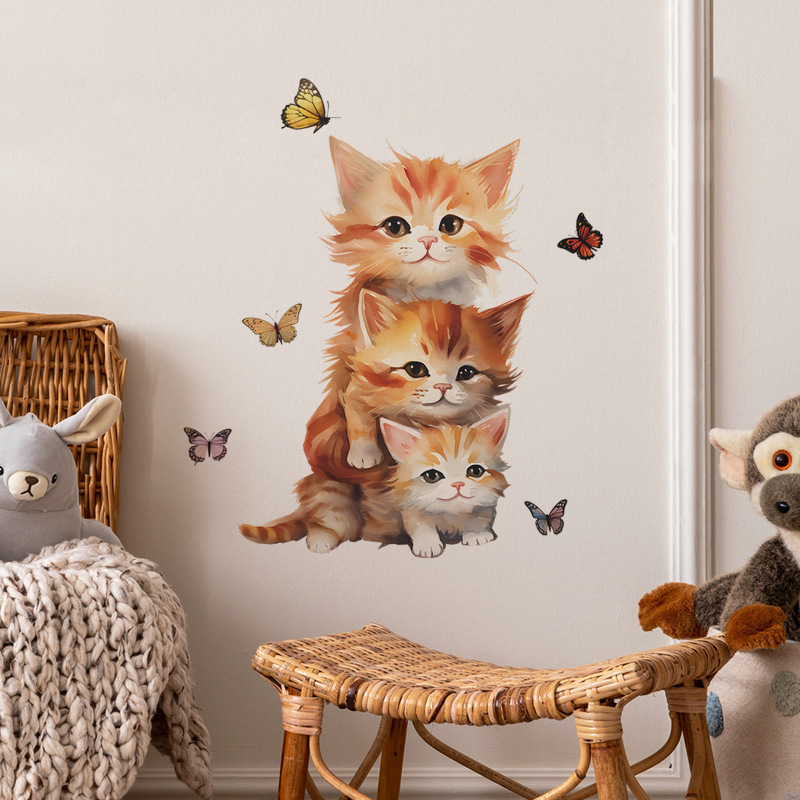 3D Cats Wall Sticker Hole View Bathroom Living Room Decoration Home Decor Animal Vinyl Decals Art Poster Cute Toilet Stickers