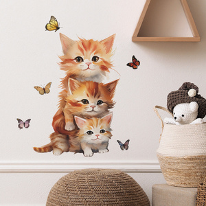 3D Cats Wall Sticker Hole View Bathroom Living Room Decoration Home Decor Animal Vinyl Decals Art Poster Cute Toilet Stickers