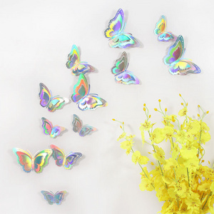 new arrivals 12 pcs 3d mirror colorful butterfly Wall Sticker for bedroom living room home wedding decal