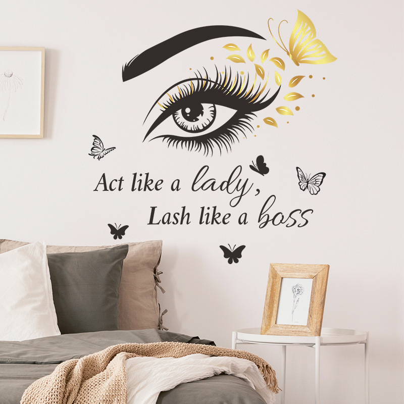 Beauty Salon Eyelash Art Vinyl Wall Sticker Decor For Salon Decor Girls Room Decoration Stickers Mural Wall Decals