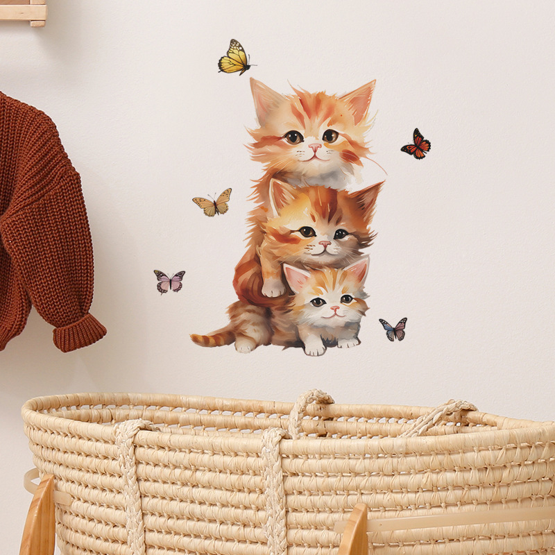 3D Cats Wall Sticker Hole View Bathroom Living Room Decoration Home Decor Animal Vinyl Decals Art Poster Cute Toilet Stickers