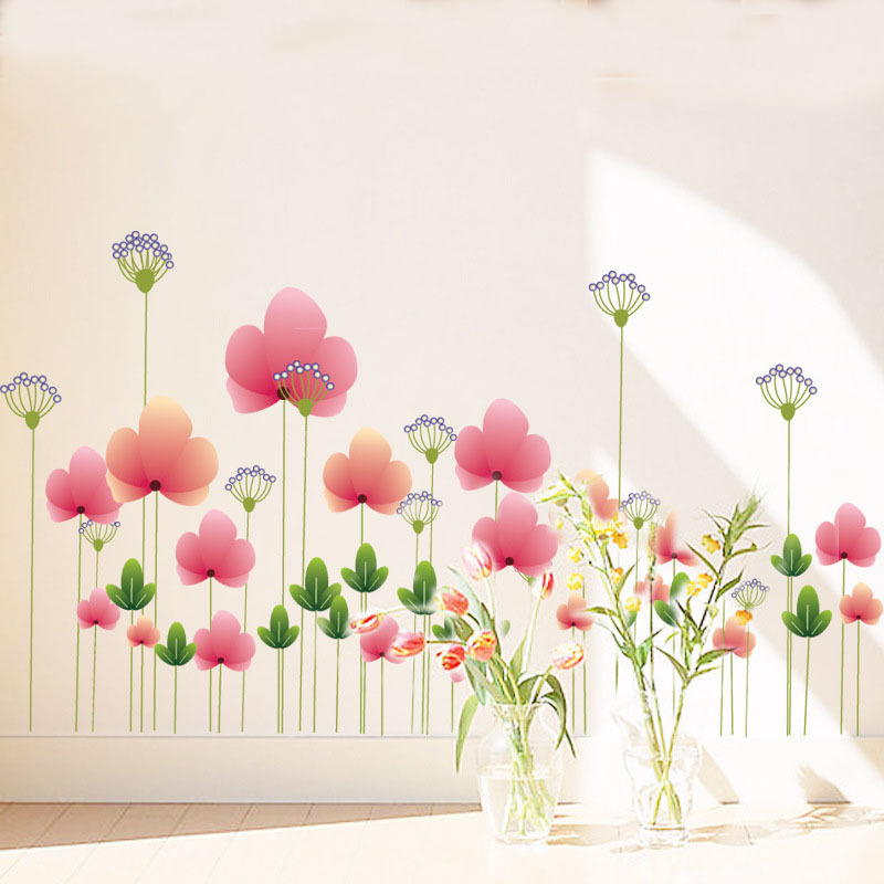 Hot Spring Flower Wall Stickers for Kindergarten Classroom Window Decoration PVC Self adhesive Flower Wall Stickers