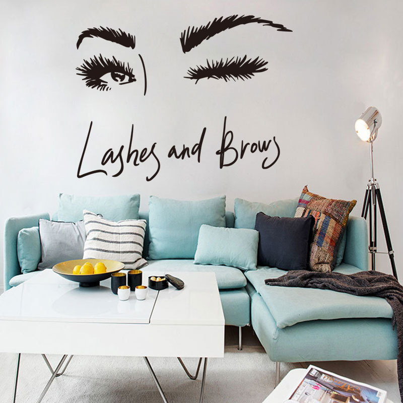 new lady girl Long eyelash beauty living room sofa bedroom wall background decoration wall paste Sticker Paper