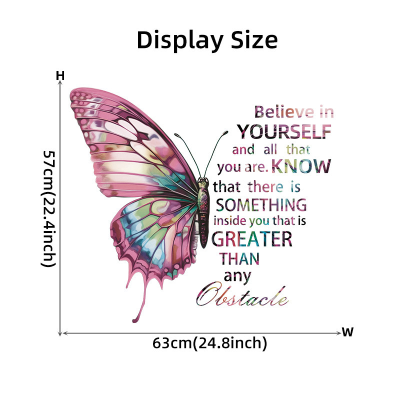 Hot selling colorful and beautiful butterfly inspirational English wall stickers for children and girls room decoration