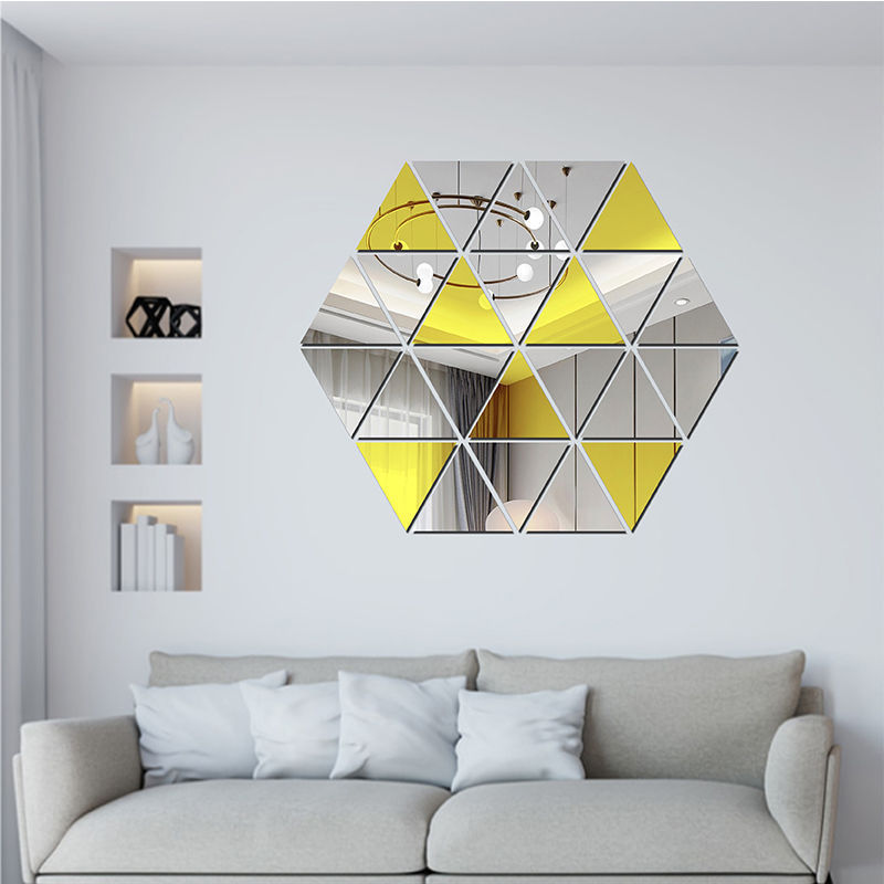 Acrylic triangle combination mirror wall sticker DIY three-dimensional self-adhesive living room room wall decoration wall stick