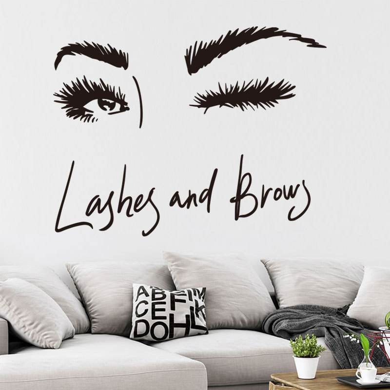 new lady girl Long eyelash beauty living room sofa bedroom wall background decoration wall paste Sticker Paper