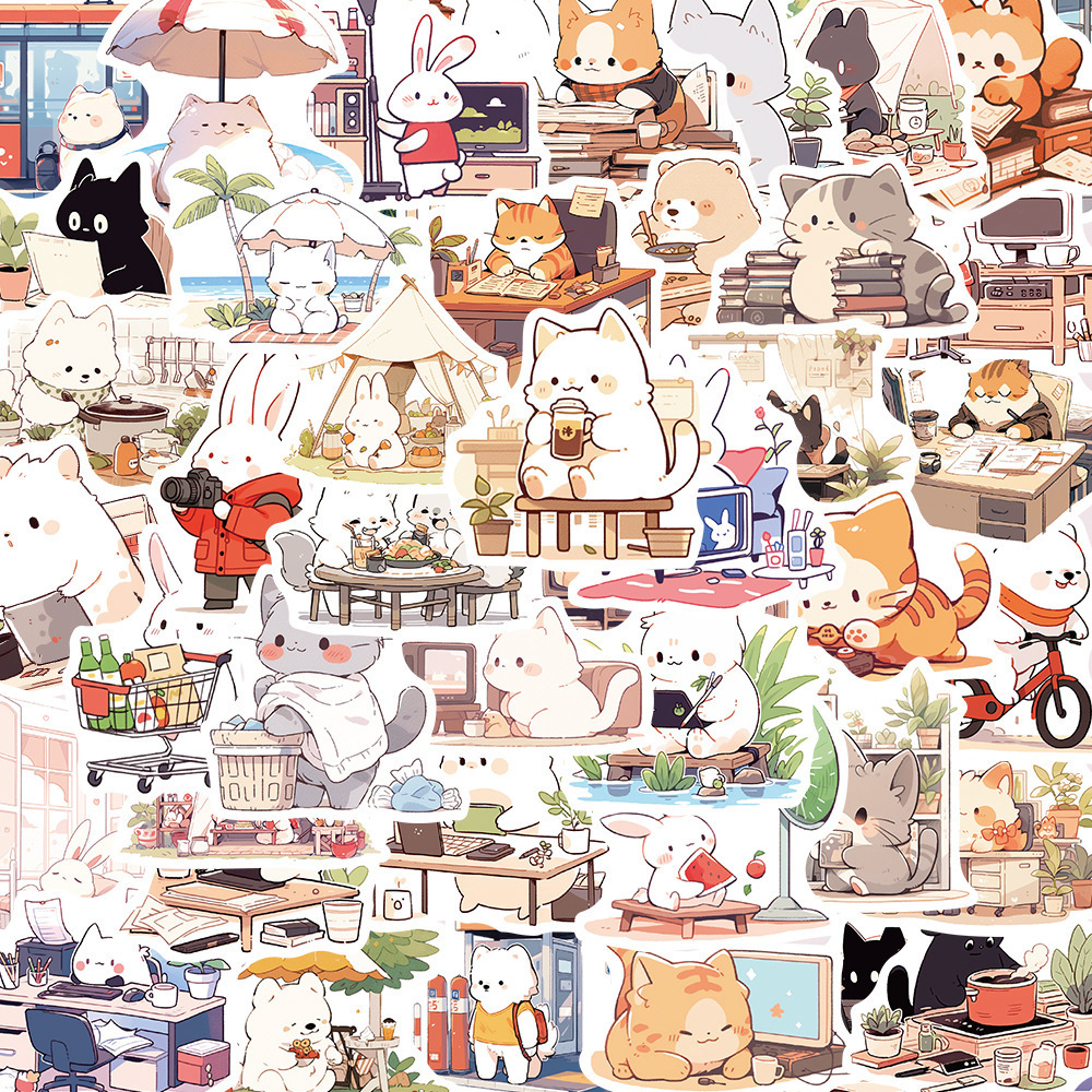 50 pieces of exquisite cute cartoon animals stickers for cup decoration