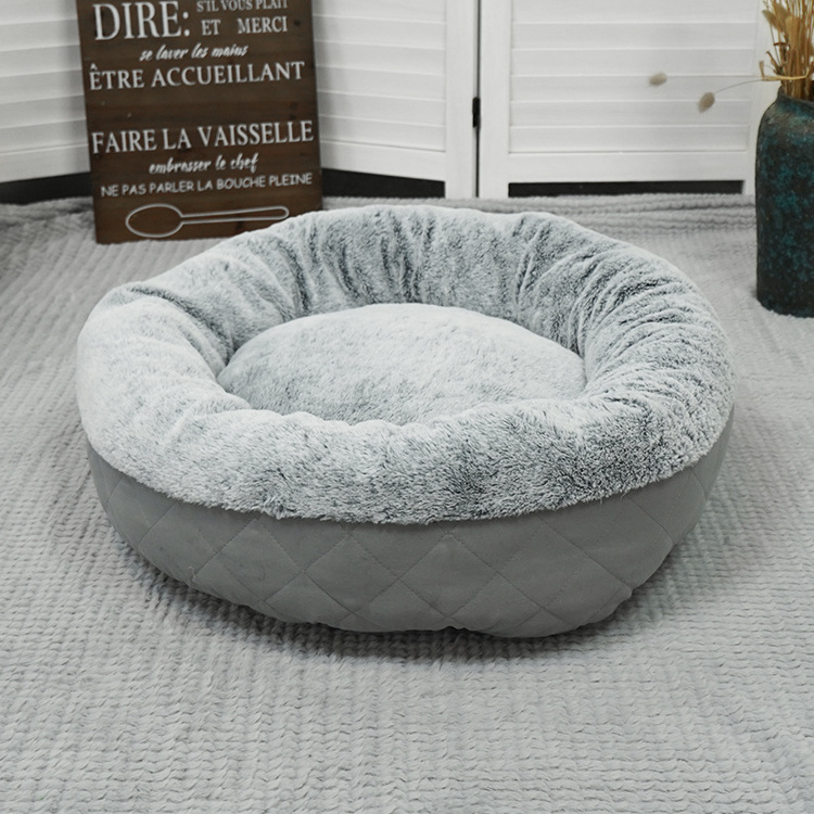 Wholesale Pet Furniture Furry Dog Bed Round Circle  Dog Bed Modern Donut Dog Bed Warm And Beautiful