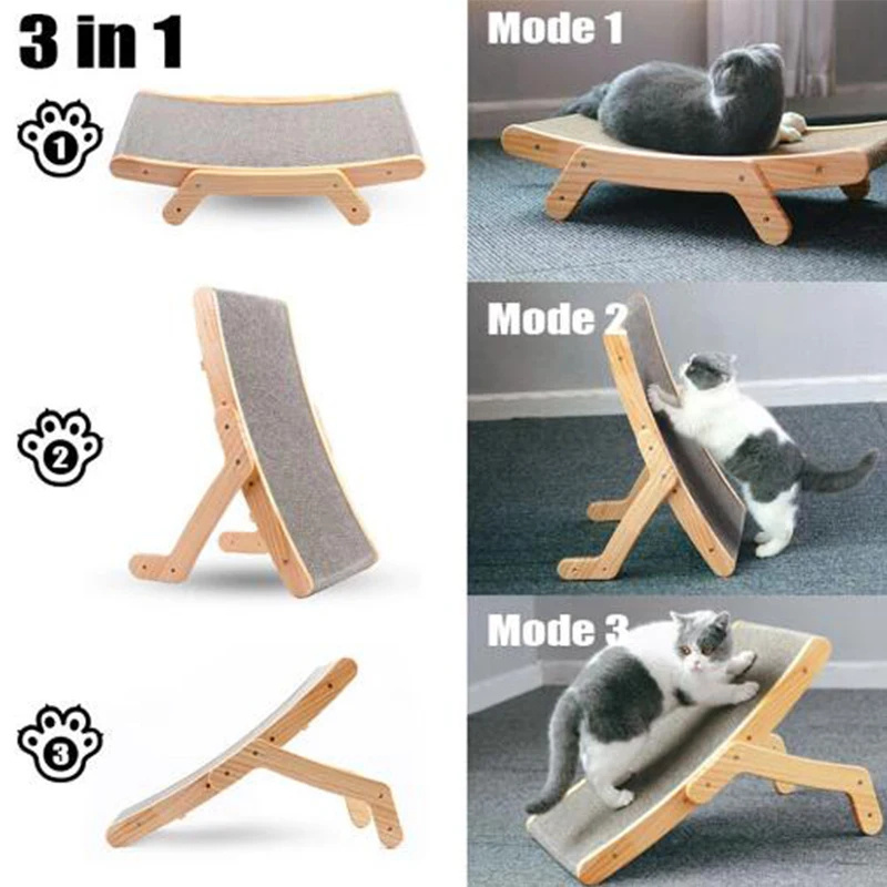 Luxury Wood Anti Cat Scratcher Board Bed 3 In 1 Cat Scratcher Cardboard Pad Vertical For Pet Cat Toys