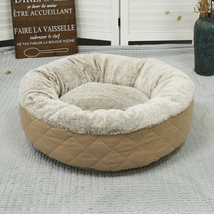 Wholesale Pet Furniture Furry Dog Bed Round Circle  Dog Bed Modern Donut Dog Bed Warm And Beautiful