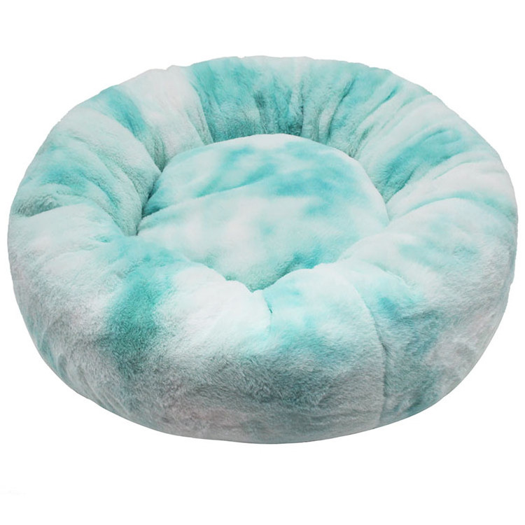 Super Beautiful Rainbow Tie Dye Soft Fluffy Warm And Cozy Anti Anxiety Cuddler Joint Relief Washable Donut Calming Round Dog Bed