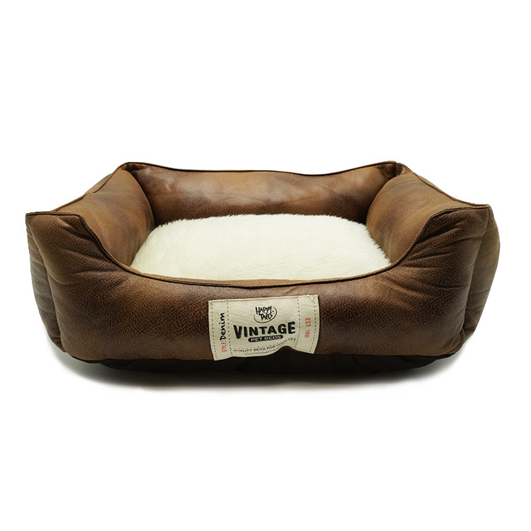 Premium leather like Pet bed with removable cushion pet sofa