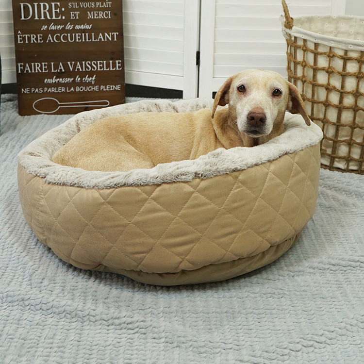 Wholesale Pet Furniture Furry Dog Bed Round Circle  Dog Bed Modern Donut Dog Bed Warm And Beautiful