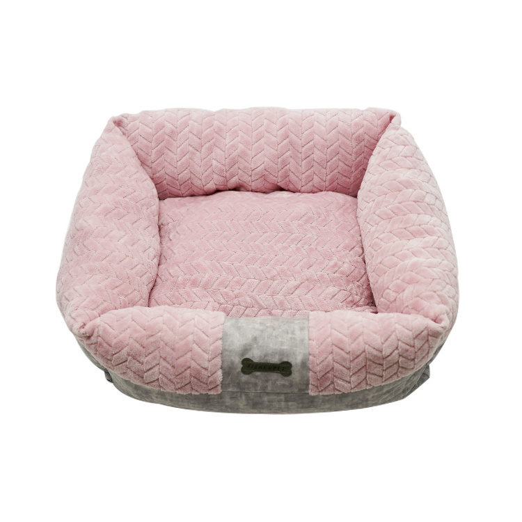 Dropshipping Bed Pet Dog Sleeping Cat Kennel Cotton Flannel Sofa Bolster Plush Warming Warm Self House Cave Puppy Raised