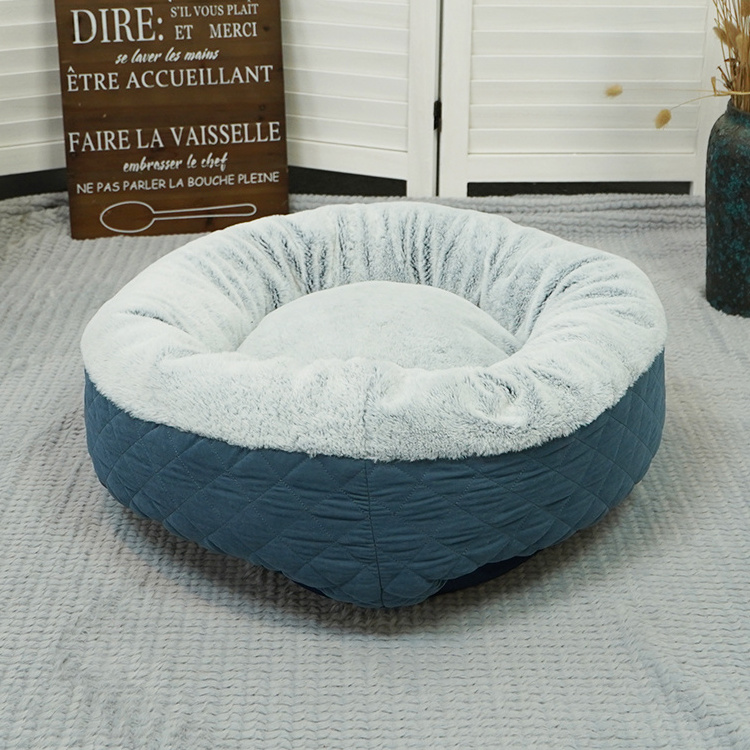 Wholesale Pet Furniture Furry Dog Bed Round Circle  Dog Bed Modern Donut Dog Bed Warm And Beautiful