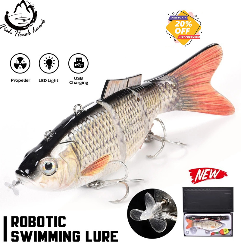 Robotic Fishing Lures Multi Jointed Bait 4 Segments Auto Electric Wobblers For Pike Swimbait USB Rechargeable LED Light Swimming