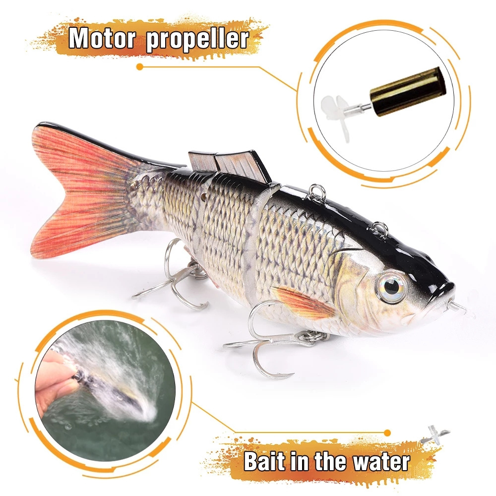 Robotic Fishing Lures Multi Jointed Bait 4 Segments Auto Electric Wobblers For Pike Swimbait USB Rechargeable LED Light Swimming