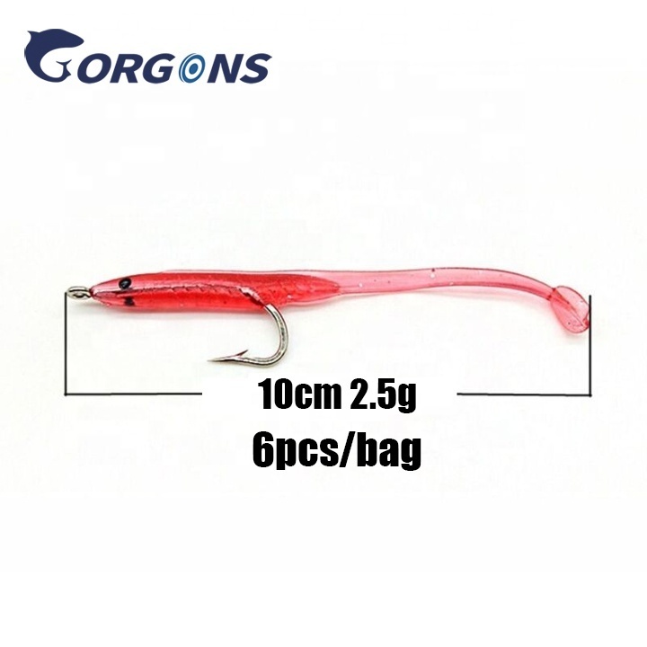 Gorgons Korea Fishing Worm Baits Soft Lure 10cm 2.5g 6Pcs/Bag T Tail Soft Lures With Hook