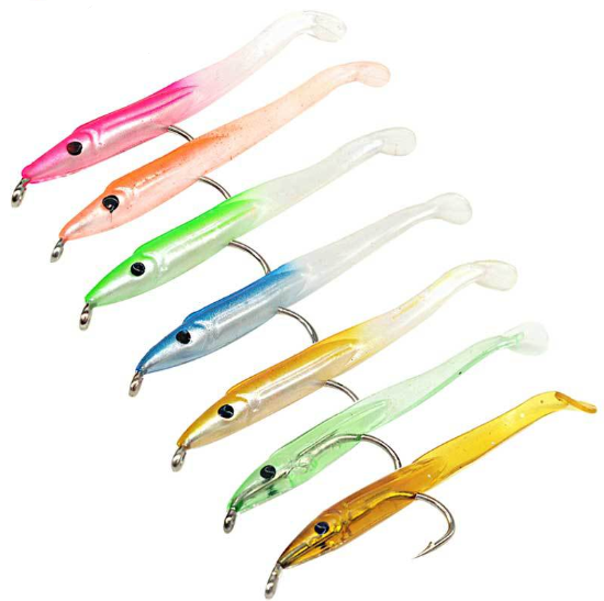 wholesale 15pcs/bag sea soft fishing lures  baits with hook 5cm 0.6g T-tail soft baits soft worm baits