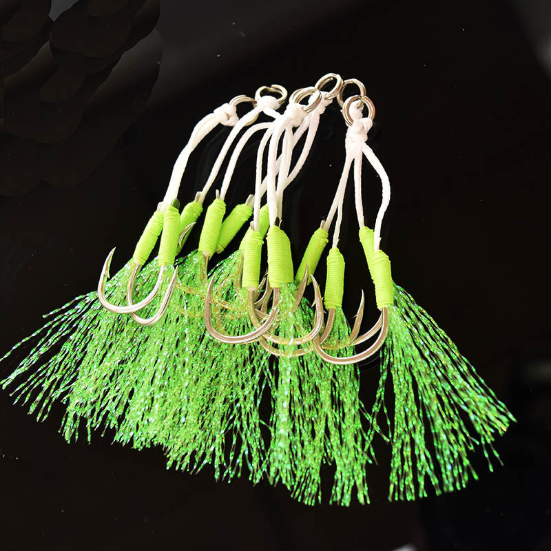 Gorgons 10#/12#/14#/16#/18#/20# assist hook saltwater double hook jigging hooks with barbed