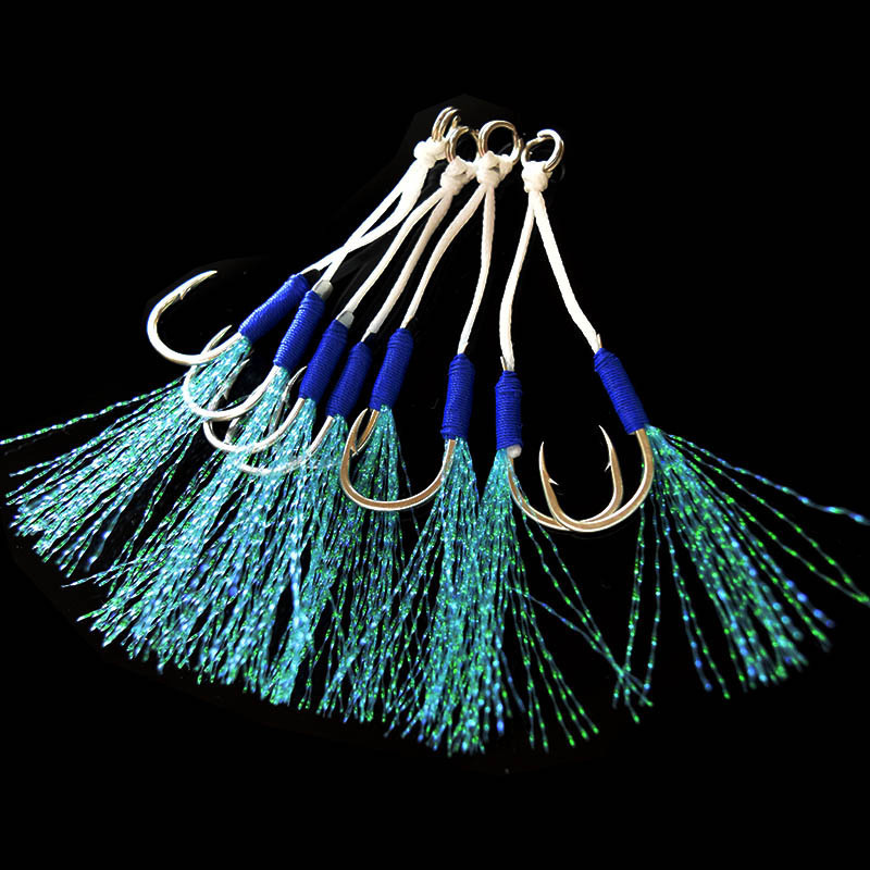 Gorgons 10#/12#/14#/16#/18#/20# assist hook saltwater double hook jigging hooks with barbed