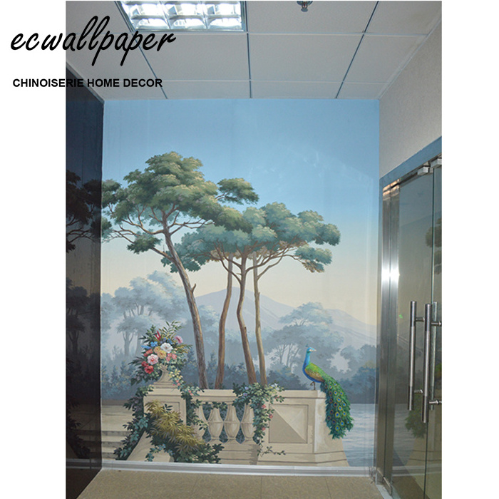 hand painted papier peint panoramic mural