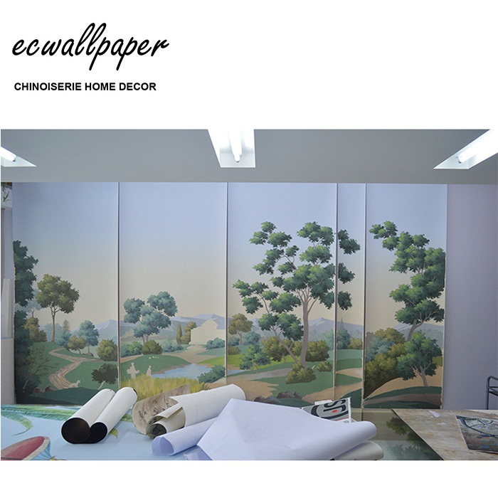 hand painted papier peint panoramic mural