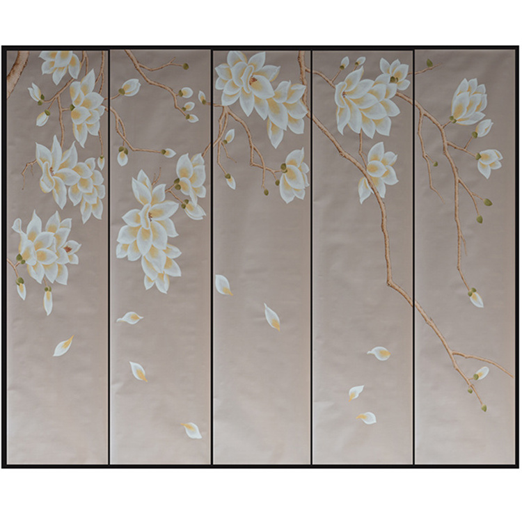 Cherry blossom hand painted wallpaper on silk