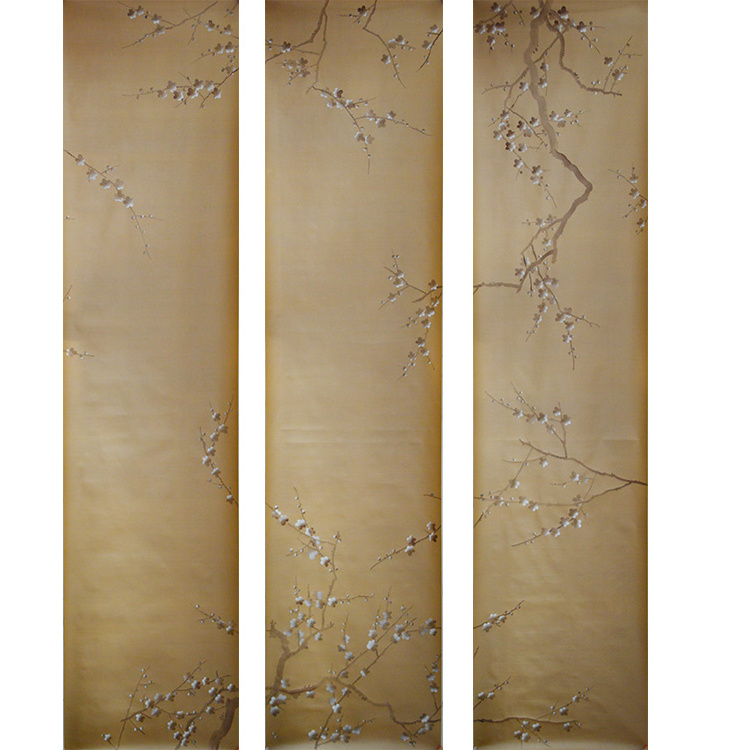 cherry blossom decor Hand painted Silk Wallpaper for ceiling