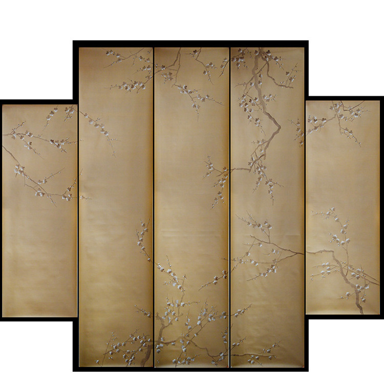 cherry blossom decor Hand painted Silk Wallpaper for ceiling