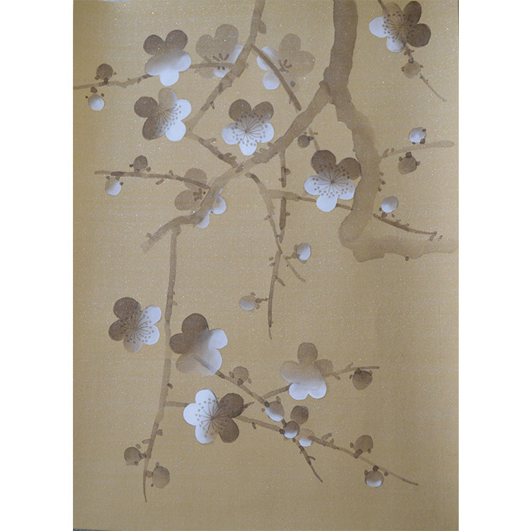 cherry blossom decor Hand painted Silk Wallpaper for ceiling