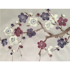 Cherry blossom hand painted wallpaper on silk