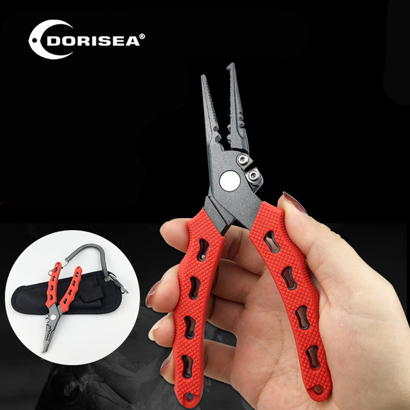 DORISEA 420 Stainless Steel 19cm 172g PTFE Fishing Pliers with Tungsten Alloy Blade Line Cutter Tackle