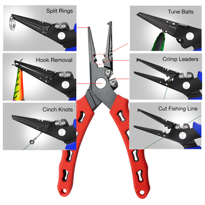 DORISEA 420 Stainless Steel 19cm 172g PTFE Fishing Pliers with Tungsten Alloy Blade Line Cutter Tackle