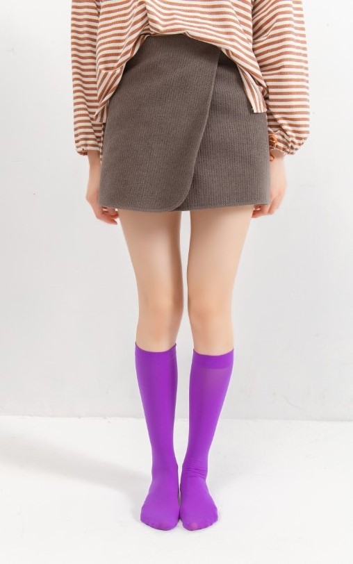 Japanese style 120D young girls knee high velvet stockings teen girl knee high tube sock