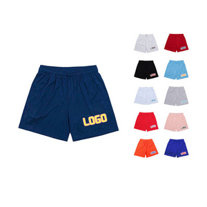 Wholesale breathable printed men summer shorts gym custom logo blank polyester mesh basketball shorts