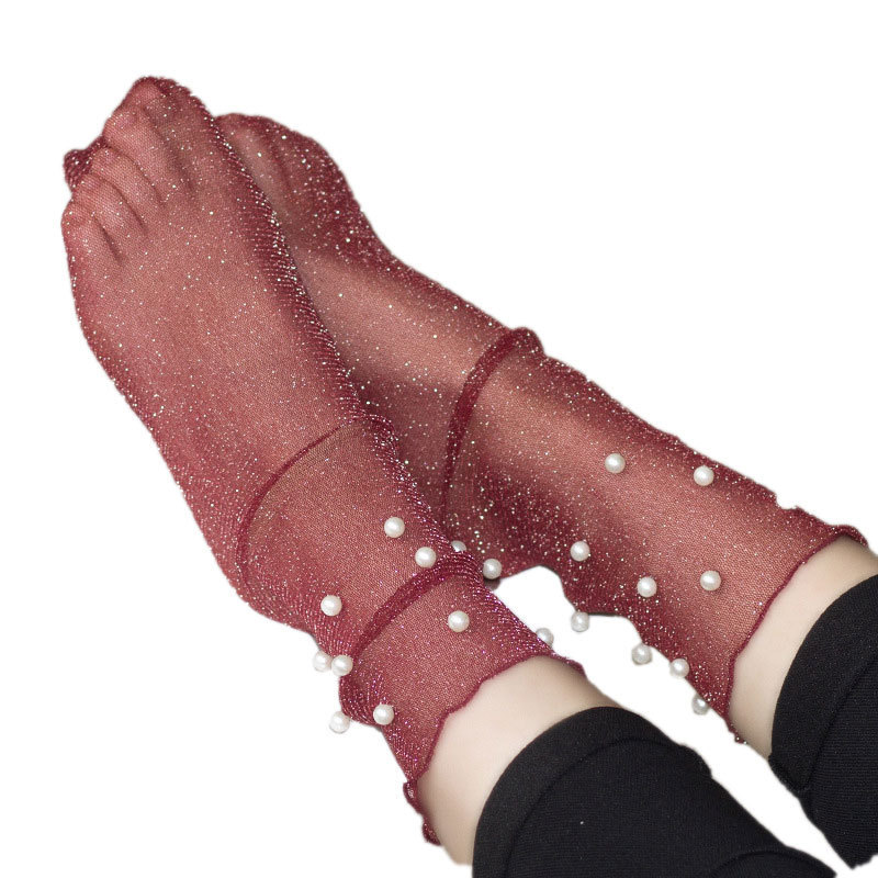 Fashion Ultra-thin Elastic Young Cute Teen Girls Girl Mesh Glitter Socks Supplier Net Stockings