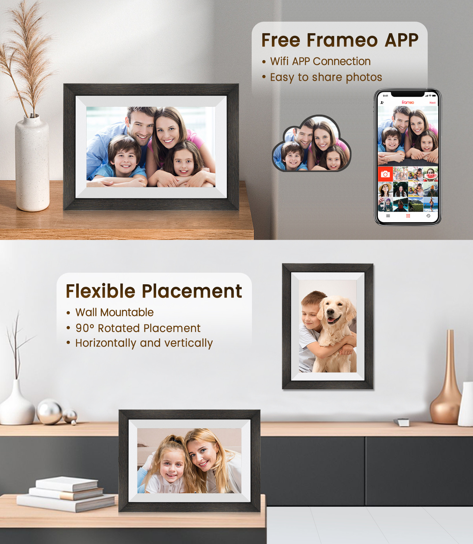 Bestseller MP3 Porta Retrato Large Wifi Motion Video Digital Photo Frame