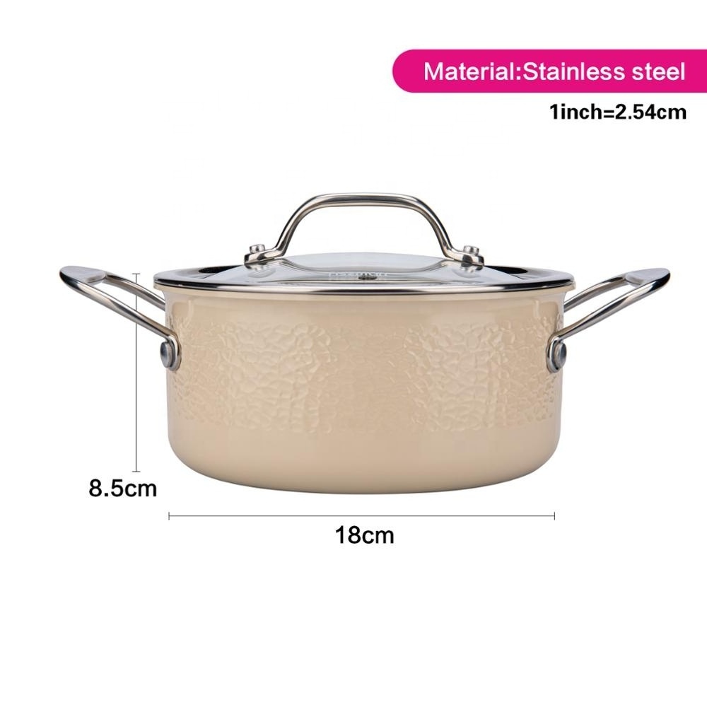 FISSMAN Hot Sale Eco-Friendly LFGB  18cm Induction 304 Stainless Steel Cookware Casserole With Glass Lid Soup Stock Pots